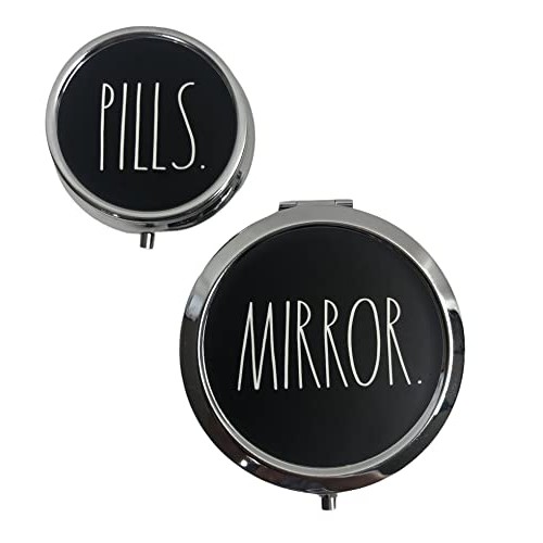 Rae Dunn Black LL 1X and 10X Magnifying Compact Mirror and Three Compartment ...