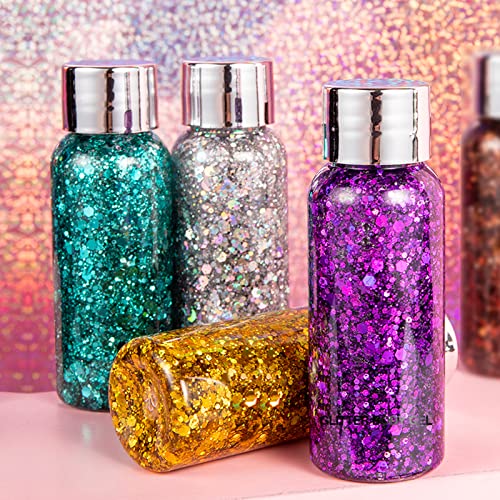 Body Glitter Gel Mermaid Sequins 4 Colors Sequins Chunky Glitter Gel Colorful...