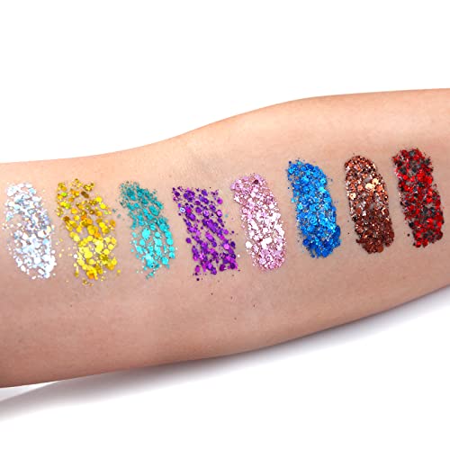 Body Glitter Gel Mermaid Sequins 4 Colors Sequins Chunky Glitter Gel Colorful...