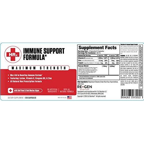 Immune Support Formula (H Rescue Discreet) Immune Support Supplement L Lysine...