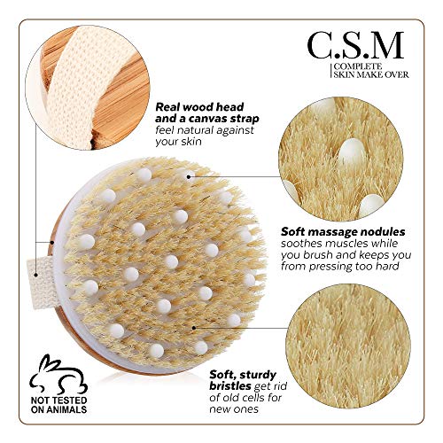 CSM Body Brush For Beautiful Skin - Solid Wood Frame & Boar Hair Exfoliating ...