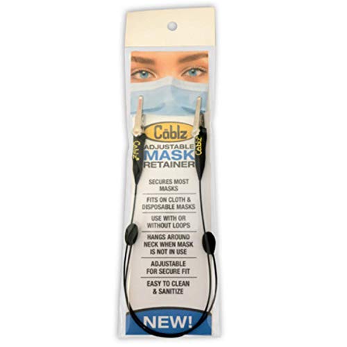 Cablz Mask Retainer Lanyard | Adjustable Mask Retainer | Fits All Masks (Black)