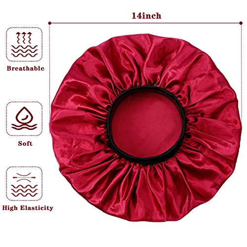 2PCS Large Satin Bonnet,Silk Bonnet for Curly Hair,Big Sleep Cap,Jumbo Bonnet...