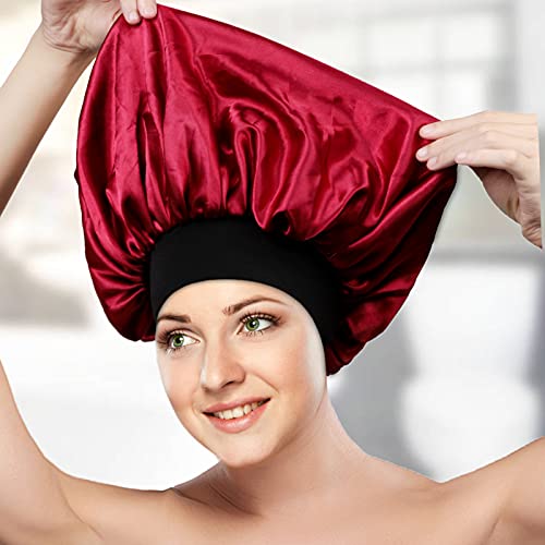 2PCS Large Satin Bonnet,Silk Bonnet for Curly Hair,Big Sleep Cap,Jumbo Bonnet...