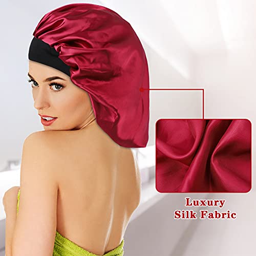 2PCS Large Satin Bonnet,Silk Bonnet for Curly Hair,Big Sleep Cap,Jumbo Bonnet...