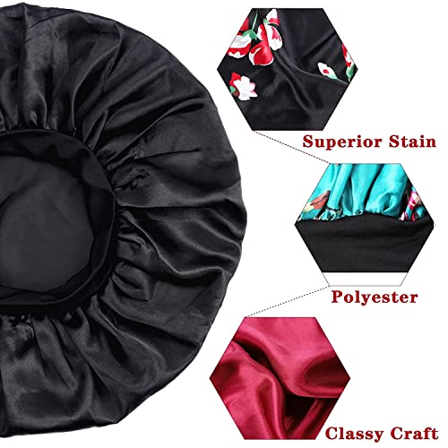 2PCS Large Satin Bonnet,Silk Bonnet for Curly Hair,Big Sleep Cap,Jumbo Bonnet...