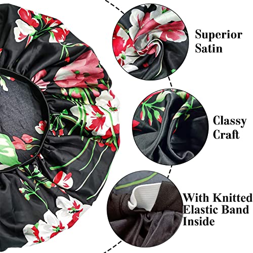 2PCS Large Satin Bonnet,Silk Bonnet With Elastic Soft Band, Big Bonnet For Wo...