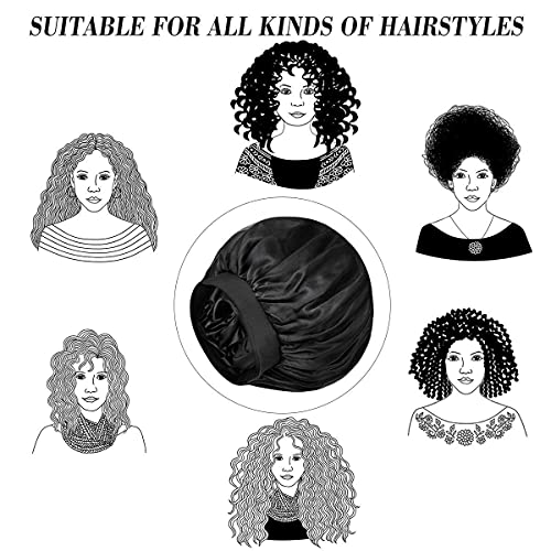 2PCS Large Satin Bonnet,Silk Bonnet With Elastic Soft Band, Big Bonnet For Wo...