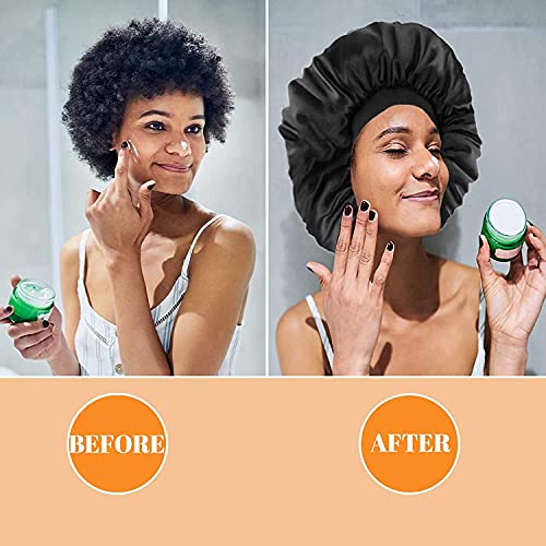 2PCS Large Satin Bonnet,Silk Bonnet With Elastic Soft Band, Big Bonnet For Wo...