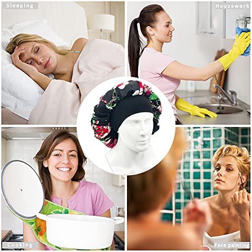 Large Satin Bonnet,2PCS Big Hair Bonnet For Women Hair Care Soft Wide Elastic...