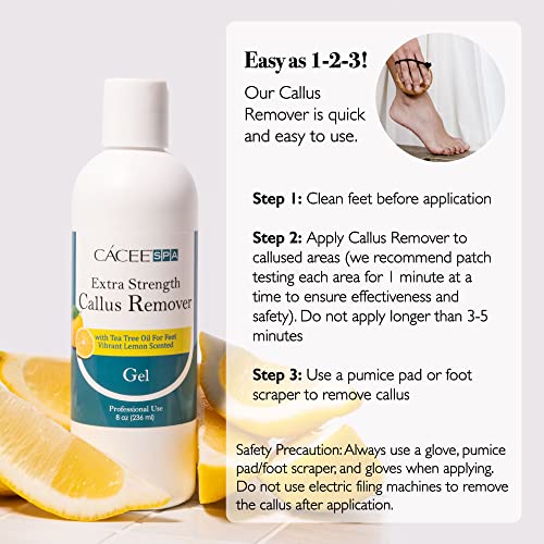 Cacee Callus Remover for Feet 8oz, Gel Formula with Tea Tree Oil & Lemon Scen...