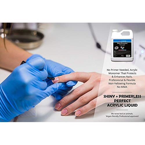 No Primer Acrylic Nail Liquid Monomer 32 oz, Shiny + Primerless Professional ...