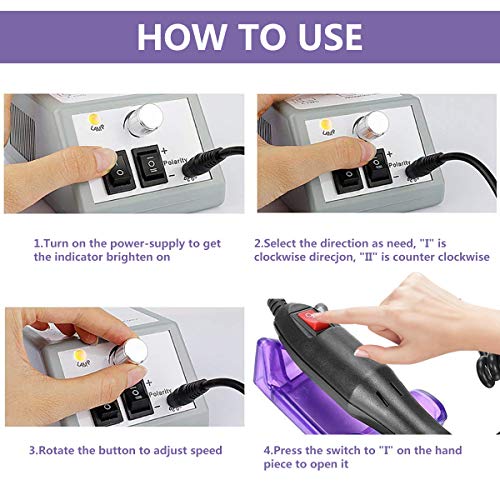 Electric Nail Drill Cadrim Nail Drill Machine Nail File Drill Set Kit for Acr...