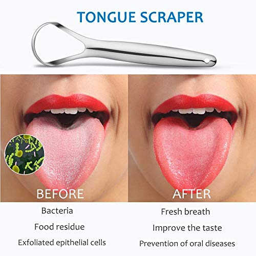 Cafhelp 2-Pack Tongue Scraper, 100% Useful Surgical Stainless Steel Tongue Cl...