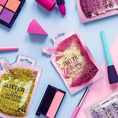 CAI BEAUTY NYC Silver Glitter | Easy to Apply, Easy to Remove Chunky Glitter ...