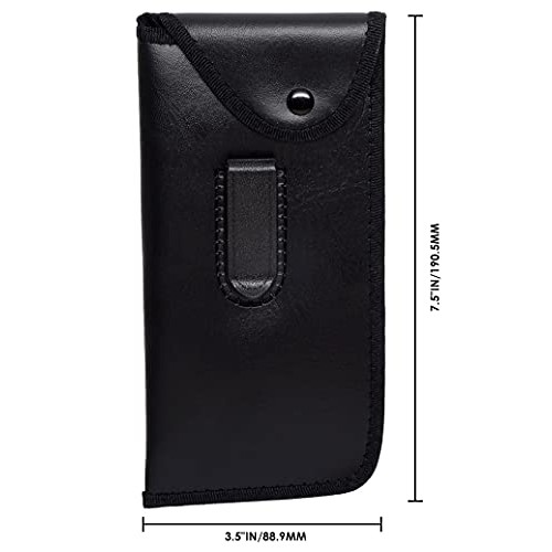 Mens Slip-in Soft Eyeglass Case w/Belt Clip & Flap in Black