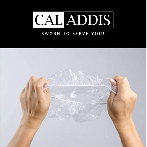 CalAddis Disposable shower caps 100 pieces, Thick, Elastic, Waterproof plasti...