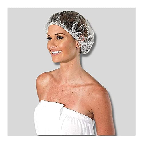 CalAddis Disposable shower caps 100 pieces, Thick, Elastic, Waterproof plasti...
