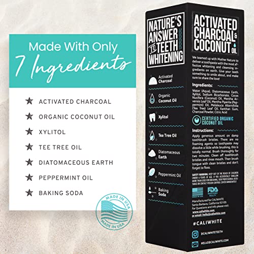 Cali White Activated Charcoal & Organic Coconut Oil Teeth Whitening Toothpast...