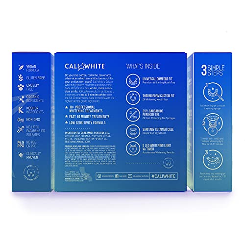 Cali White Teeth Whitening Kit with LED Light, Organic Peroxide Teeth Whiteni...