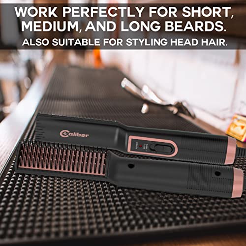 Caliber Pro 3 In 1 ACOG Beard Straightener Brush - Heated Electric Beard Comb...