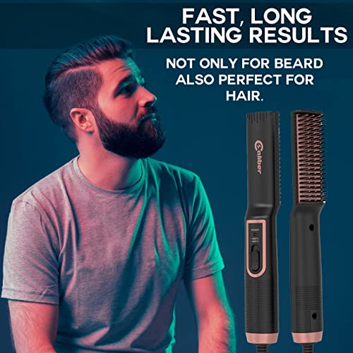 Caliber Pro 3 In 1 ACOG Beard Straightener Brush - Heated Electric Beard Comb...