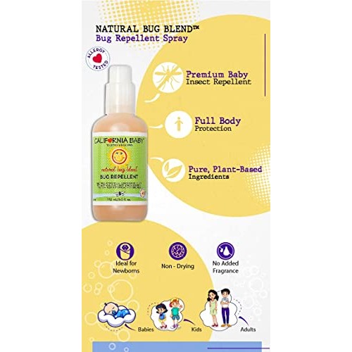 California Baby Plant-Based Natural Bug Repellant Spray (6.5 fl. oz.) Skin Sa...