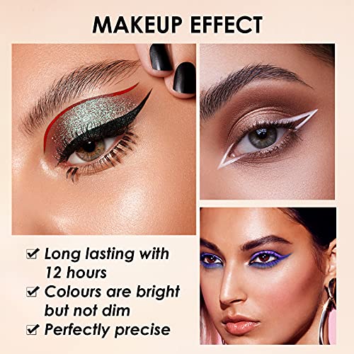 16 Color Matte Liquid Eyeliner Set,Glitter Gold Silver Eye Liners Waterproof ...