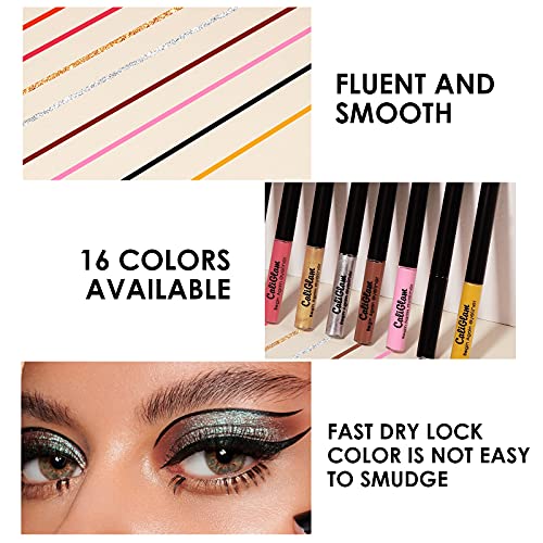 16 Color Matte Liquid Eyeliner Set,Glitter Gold Silver Eye Liners Waterproof ...