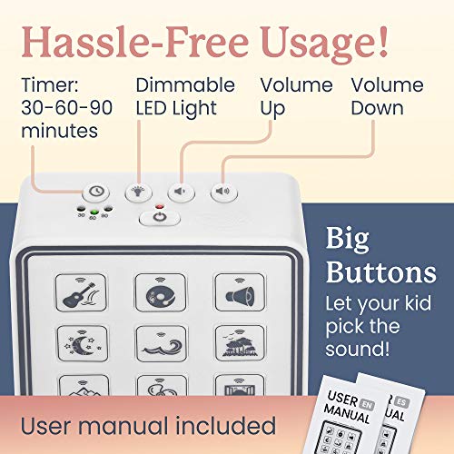 Plug in White Noise Sound Machine with Adjustable Kids Night Light for Sleepi...