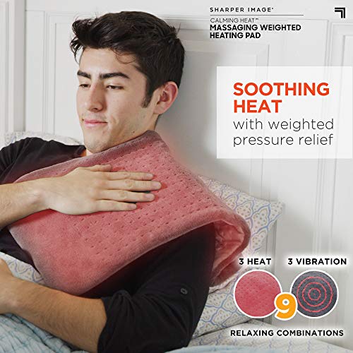 Calming Heat Massaging Weighted Heating Pad by Sharper Image- Weighted Electr...