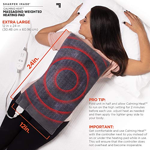 Calming Heat Massaging Weighted Heating Pad by Sharper Image- Weighted Electr...