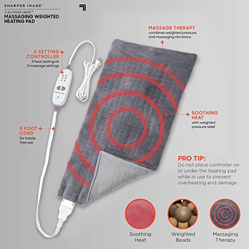 Calming Heat Massaging Weighted Heating Pad by Sharper Image- Weighted Electr...