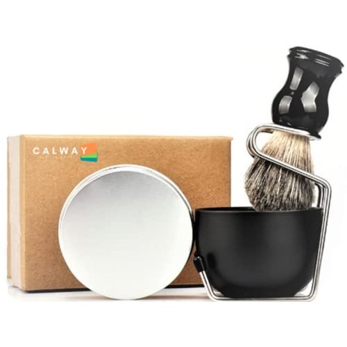Calway Luxury Shaving Brush Set,100% Natural Pure Badger Shaving Brush, Doubl...