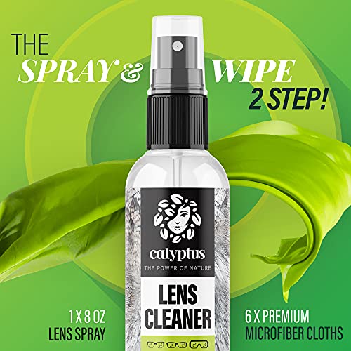 Calyptus Lens Cleaner Spray Kit | 8 Ounces + 6 Microfiber Cloths | Plant Base...