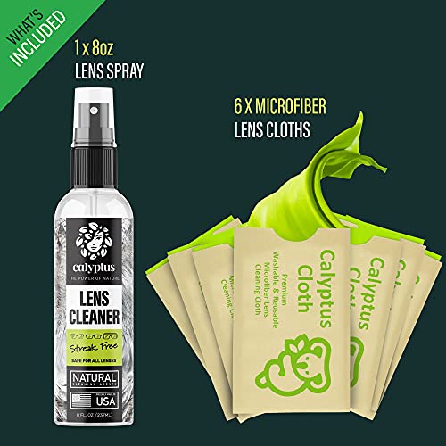 Calyptus Lens Cleaner Spray Kit | 8 Ounces + 6 Microfiber Cloths | Plant Base...