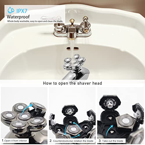 Head Shaver for Men, 5-in-1 6D Blade Mens Electric Razor LED Cordless Recharg...