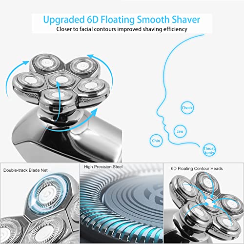 Head Shaver for Men, 5-in-1 6D Blade Mens Electric Razor LED Cordless Recharg...