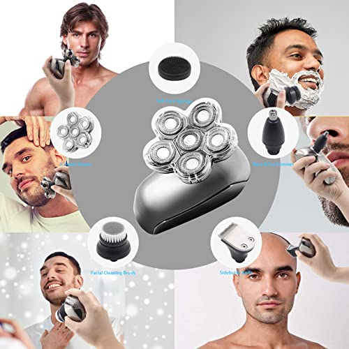Head Shaver for Men, 5-in-1 6D Blade Mens Electric Razor LED Cordless Recharg...