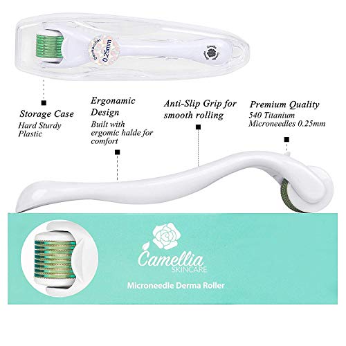 Derma Roller Microneedle Roller 0.25mm for Face Body Beard Hair Growth, 540 T...