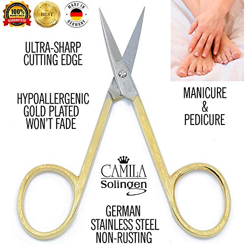 Camila Solingen CS05 Professional Nail Cuticle Scissors, Hypoallergenic Gold ...