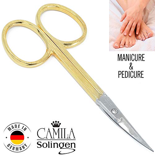 Camila Solingen CS05 Professional Nail Cuticle Scissors, Hypoallergenic Gold ...