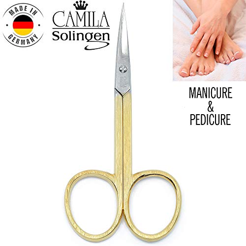 Camila Solingen CS05 Professional Nail Cuticle Scissors, Hypoallergenic Gold ...