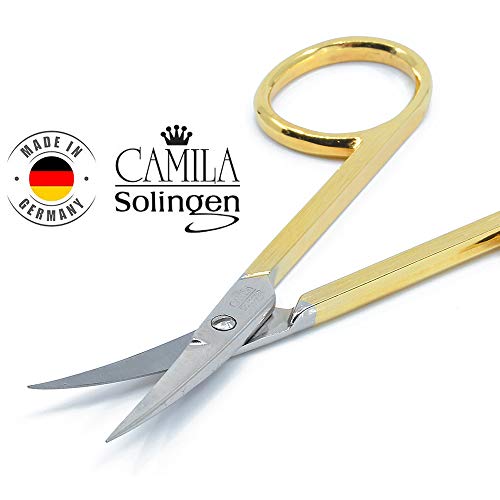 Camila Solingen CS05 Professional Nail Cuticle Scissors, Hypoallergenic Gold ...