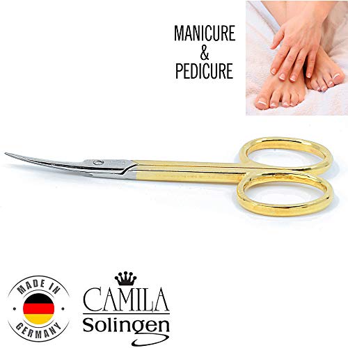 Camila Solingen CS05 Professional Nail Cuticle Scissors, Hypoallergenic Gold ...