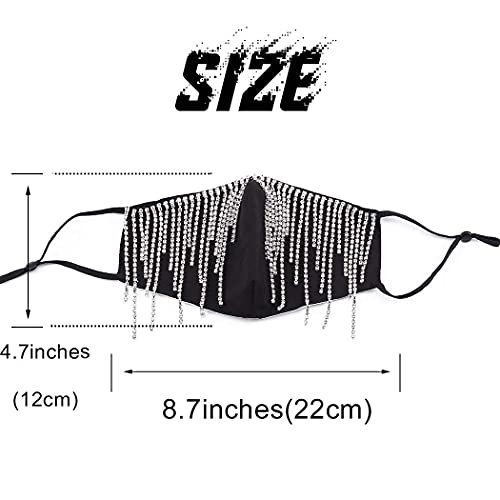 Campsis Sparkly Rhinestone Face Mask Bling Crystal Mask Masquerade Face Cover...