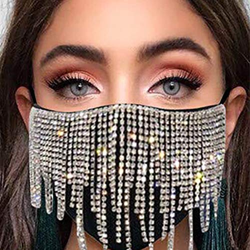 Campsis Sparkly Rhinestone Face Mask Bling Crystal Mask Masquerade Face Cover...