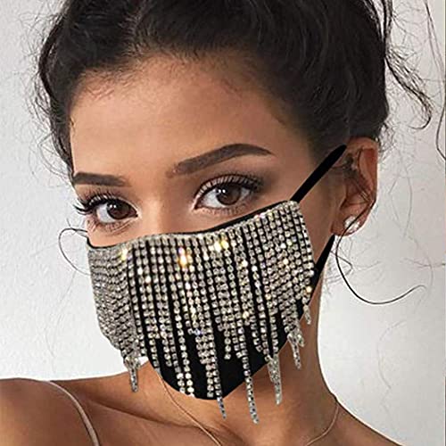 Campsis Sparkly Rhinestone Face Mask Bling Crystal Mask Masquerade Face Cover...