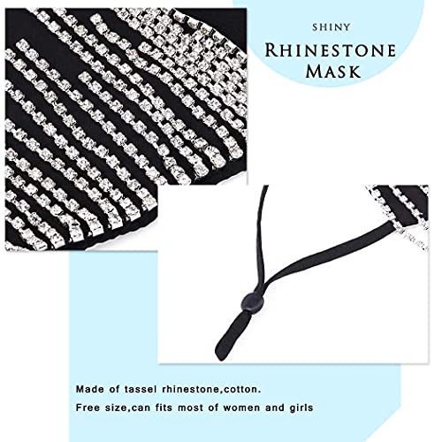 Campsis Sparkly Rhinestone Face Mask Bling Crystal Mask Masquerade Face Cover...