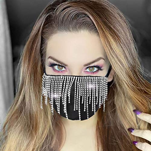 Campsis Sparkly Rhinestone Face Mask Bling Crystal Mask Masquerade Face Cover...